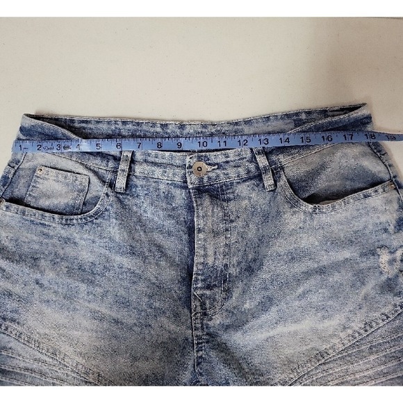 Southpole Denim Shorts Acid Wash Moto Style Ribbed Knee Distressed - Picture 5 of 10